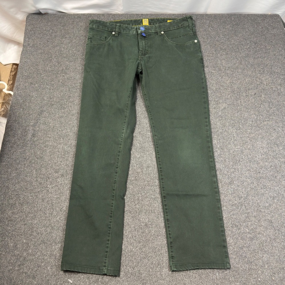M|5 by Meyer Men's Slim Fit Green Stretch 5 Pocket Pants 33x34